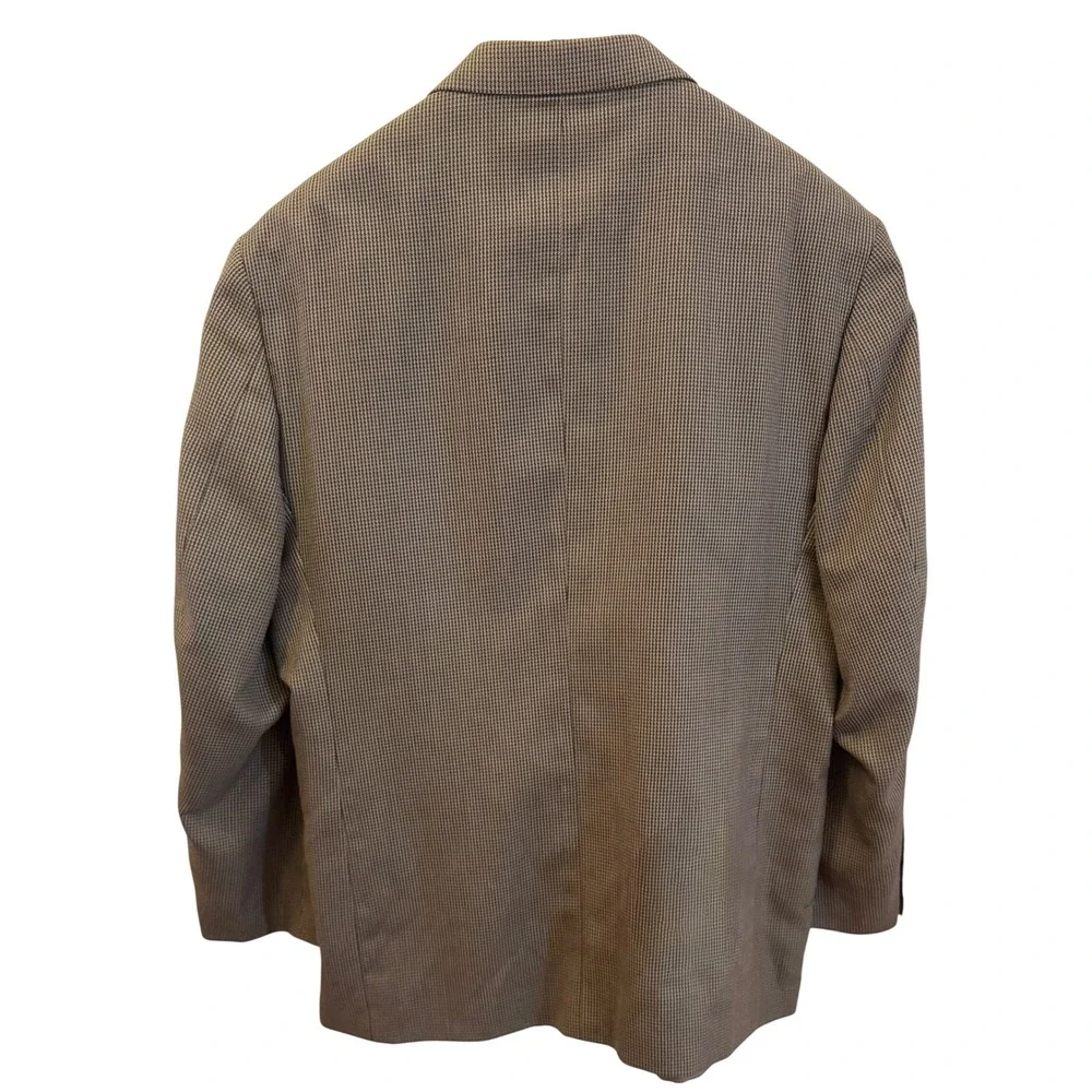 Haggar Men's Houndstooth Wool Blend Brown Tan Sport Coat 44R